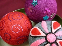 Gingerbread Snowflakes Temari Style Ornaments